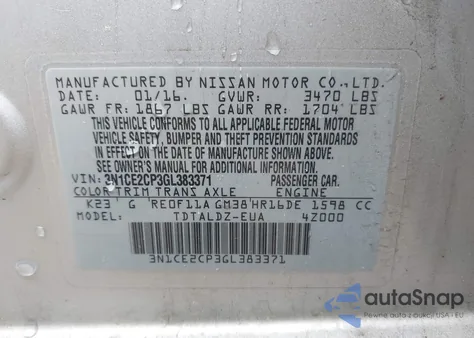 2016 Nissan Versa Note Sv from USA, damaged, VIN 3N1CE2CP3GL383371